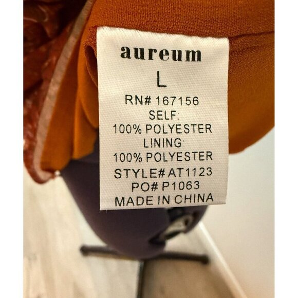 Aureum Women's Floral Ruffle Top Boho Style Size L 100% Rust/Orange - Picture 6 of 10
